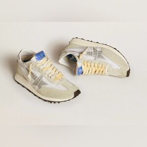 Golden goose women’s marathon sneaker white tan suede nylon 39
